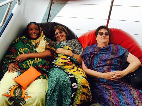 Mama, Liz and I getting cozy on the boat to Zanzibar.